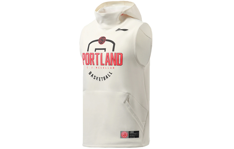 Li-Ning Basketball Series Letter Print Sleeveless Hoodie Men’s Off-White AWDR351-2