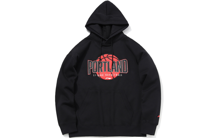 Li-Ning Basketball Series Printed Fleece Hoodie Black - Standard Fit AWDQ785-1