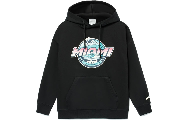 Li-Ning Basketball Series Printed Fleece Pullover Hoodie Unisex Black AWDR707-1