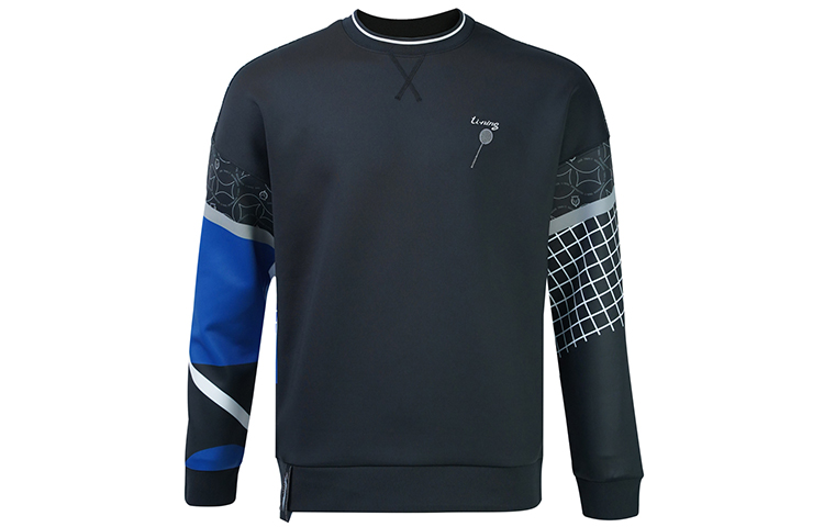Li-Ning Black Badminton Series High-Stretch Pullover Sports Sweatshirt AWDR153-4