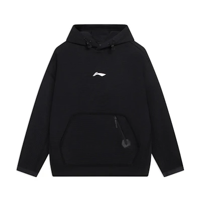 Li-Ning Black Basketball Hoodie with Logo Print and Pocket AWDSB87-2