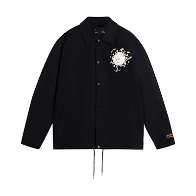Li-Ning Black Cartoon Letter Print Single-Breasted Jacket AFDRA45-1