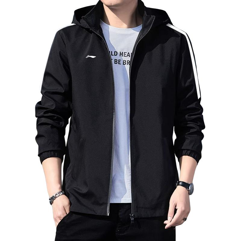 Li-Ning Black Colorblock Logo Embroidered Long-Sleeve Jacket Z1AFDN365-1e