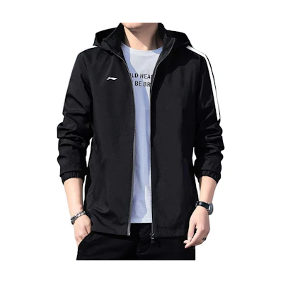 Li-Ning Black Colorblock Logo Embroidered Long-Sleeve Jacket Z1AFDN365-1e