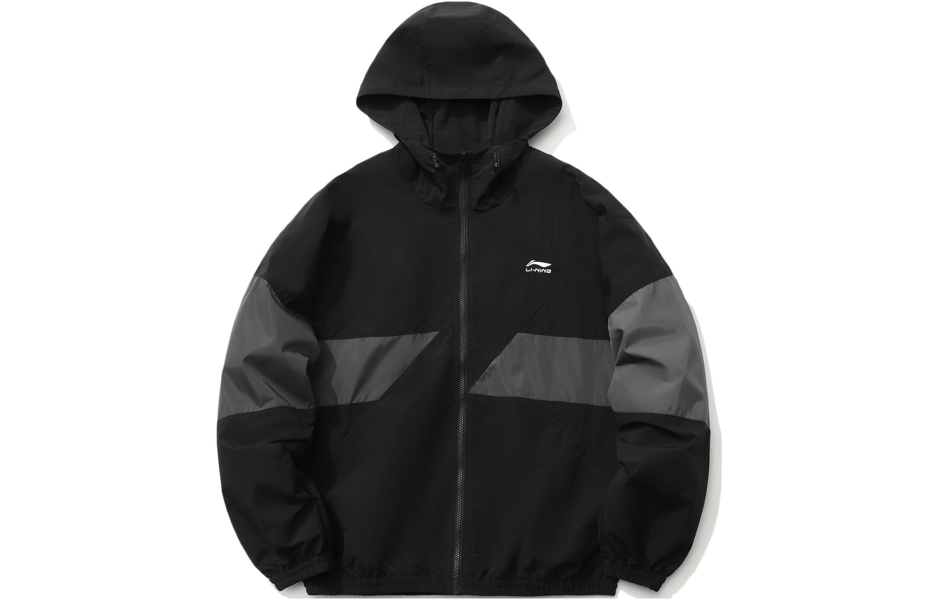 Li-Ning Black Colorblock Water-Repellent Loose Sports Jacket AFDR027-4