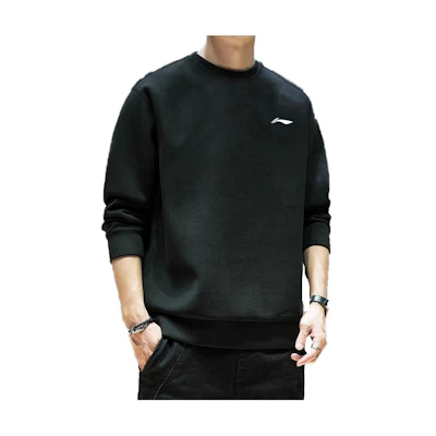 Li-Ning Black Crewneck Long-Sleeve Sweatshirt Casual Sportswear AWDS519-1LG