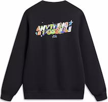 Li-Ning Black Crewneck Pullover Sweatshirt with Letter Print Design AWDU019-4 Li-Ning Black Crewneck Pullover Sweatshirt with Letter Print Design AWDU019-4