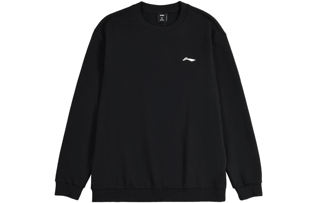 Li-Ning Black Crewneck Sweatshirt with Solid Color Logo Print AWDS519-1