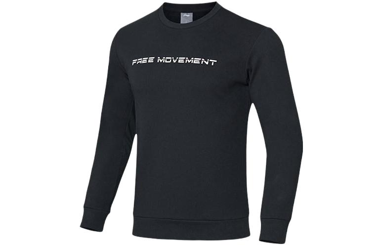 Li-Ning Black Crewneck Sweatshirt with Solid Logo Print AWDP705-1