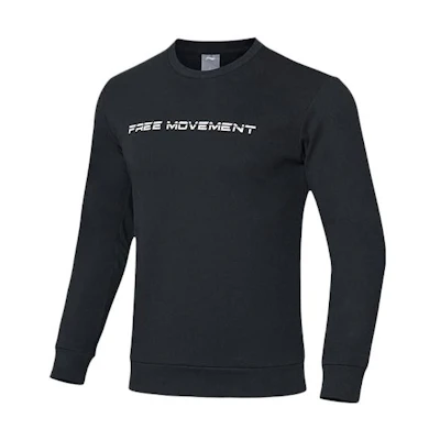 Li-Ning Black Crewneck Sweatshirt with Solid Logo Print AWDP705-1