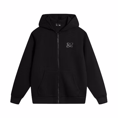 Li-Ning Black Embroidered Zip-Up Sweatshirt - Sports Lifestyle Series AWDU027-3