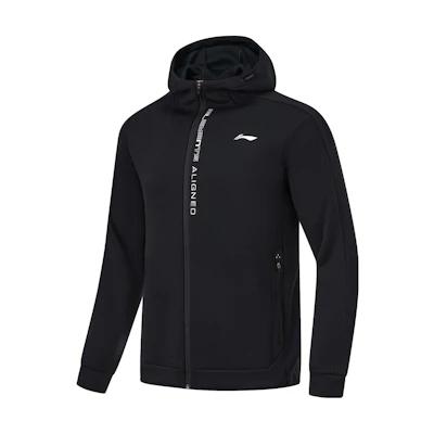 Li-Ning Black Fitness Hoodie with Letter Print and Zipper for Running AWDU067-1