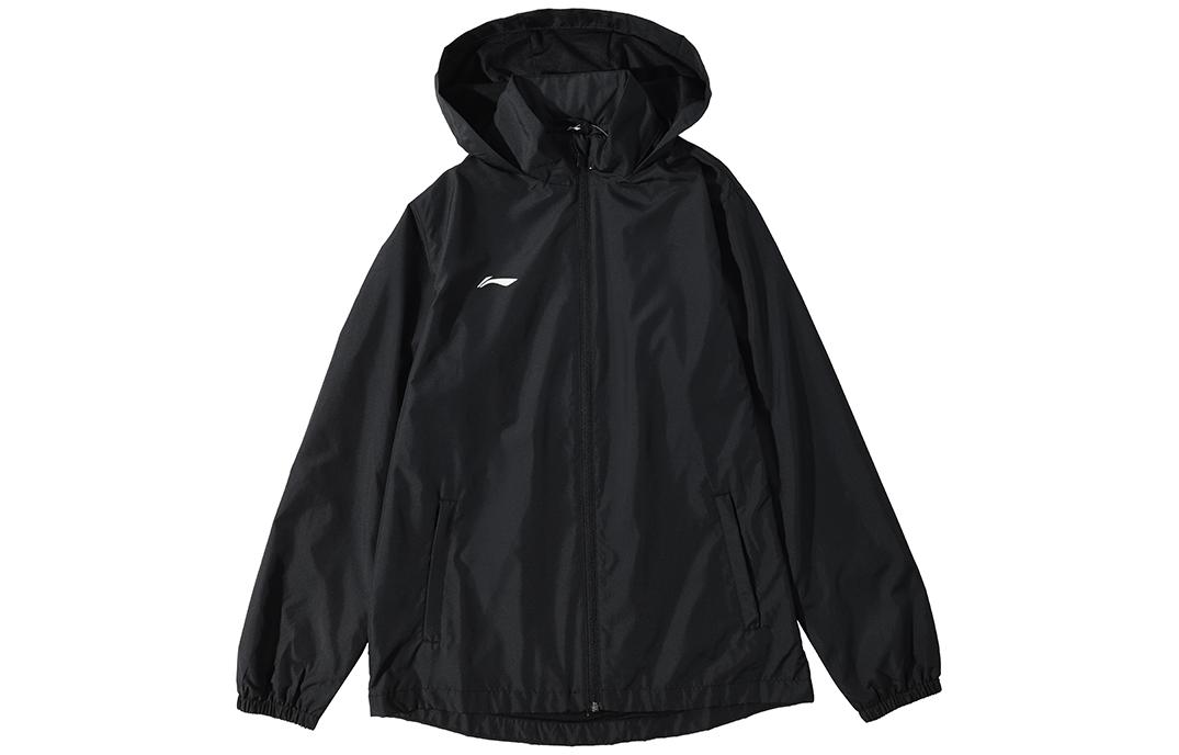 Li-Ning Black Fitness Series Windproof Hooded Jacket with Logo. YFDT201-1