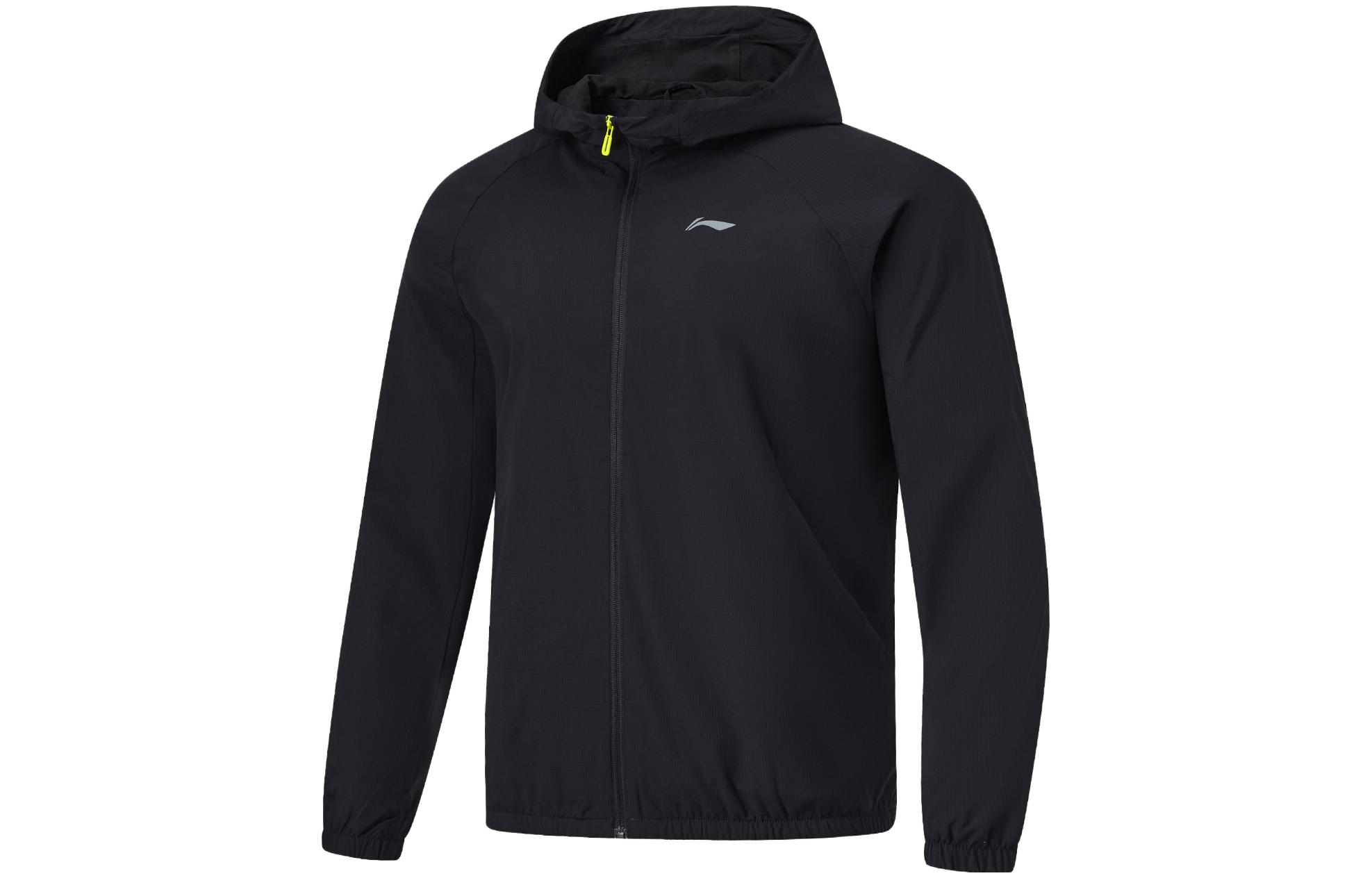 Li-Ning Black Fitness Windbreaker Jacket - Water-Resistant, Fleece-Lined. AFDU089-6