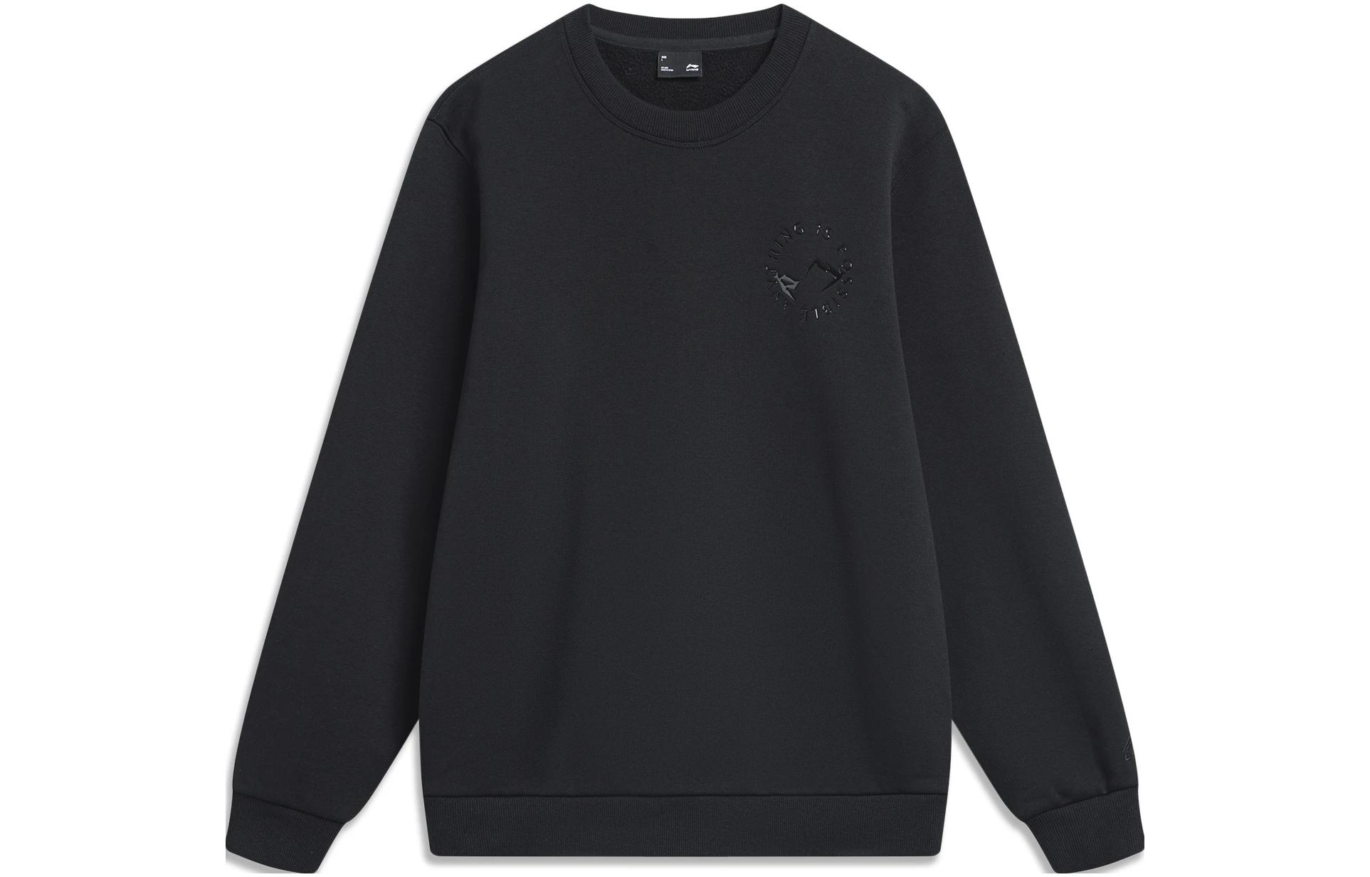 Li-Ning Black Fleece-Lined Casual Sports Sweatshirt for Men AWDT753-4
