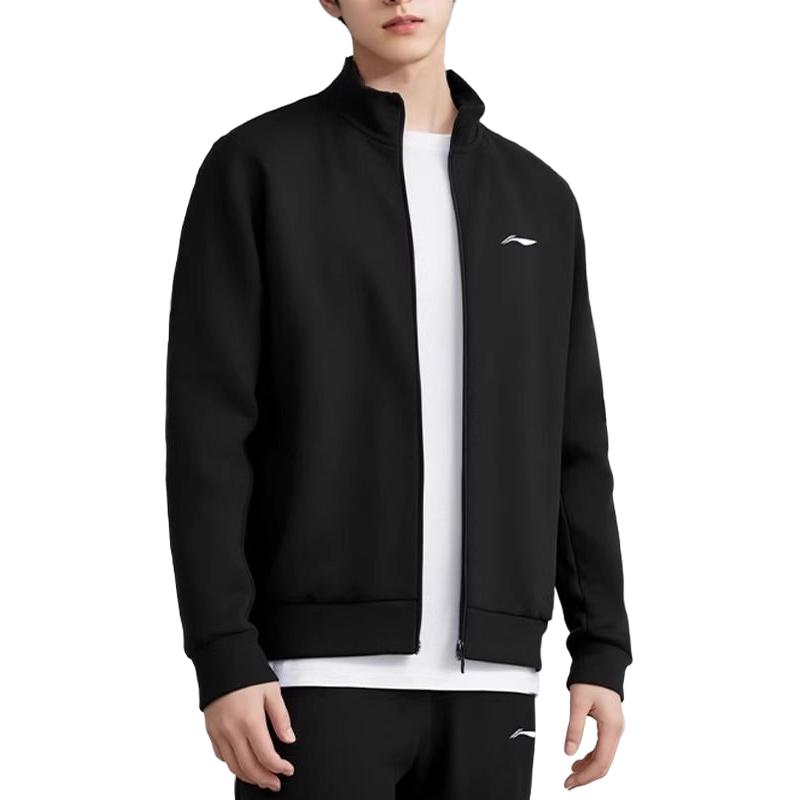 Li-Ning Black Fleece-Lined Zip Jacket - Comfortable and Breathable YWDT497-1