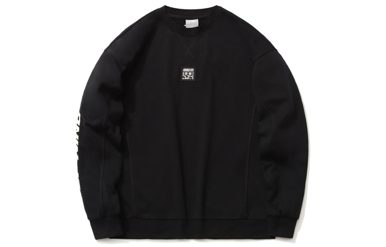 Li-Ning Black Graphic Crewneck Pullover Sweatshirt AWDR027-3