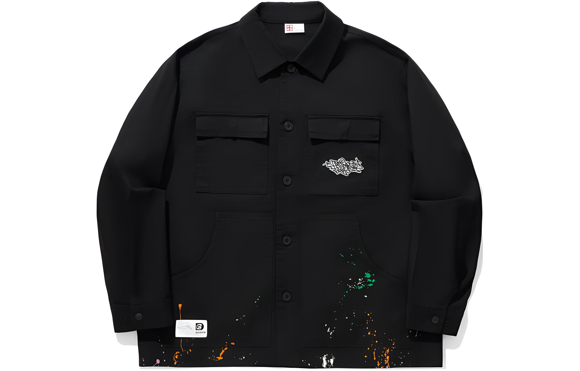 Li-Ning Black Graphic Printed Loose Fit Casual Jacket AFDU299-2