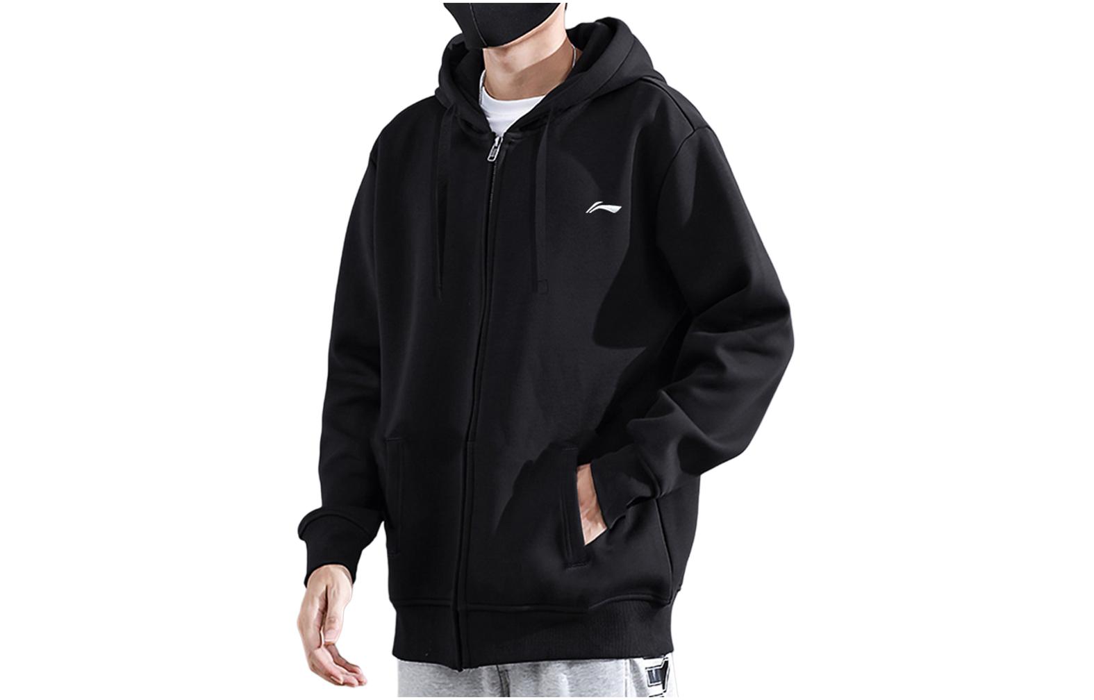 Li-Ning Black Hooded Loose Fit Casual Sports Jacket YWDT351-1