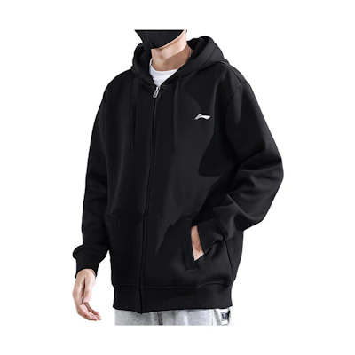 Li-Ning Black Hooded Loose Fit Casual Sports Jacket YWDT351-1