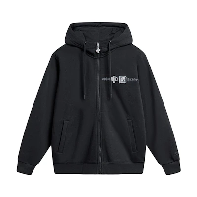 Li-Ning Black Hoodie - Solid Color Zip-Up from Sports Fashion Series AWDTE35-3