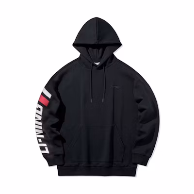 Li-Ning Black Hoodie with Letter Logo Print and Drawstring AWDQC19-1