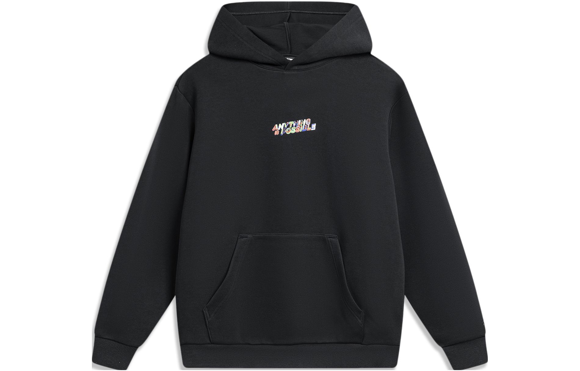 Li-Ning Black Hoodie with Letter Print - Sport Lifestyle Series AWDU023-3