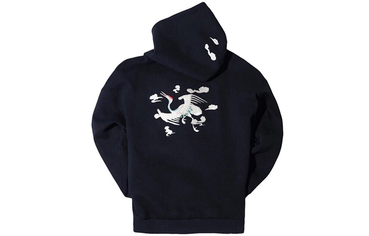 Li-Ning Black Hoodie with White Crane Embroidery Unisex Sweatshirt AWDN993-1 圖 3