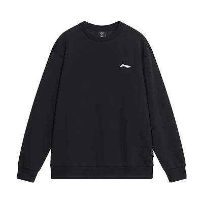 Li-Ning Black Logo Crewneck Fleece Sweatshirt Casual Sportswear AWDTD91-1