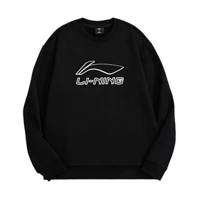 Li-Ning Black Logo Crewneck Sweatshirt - Casual Sportswear Fleece AWDUH43-1