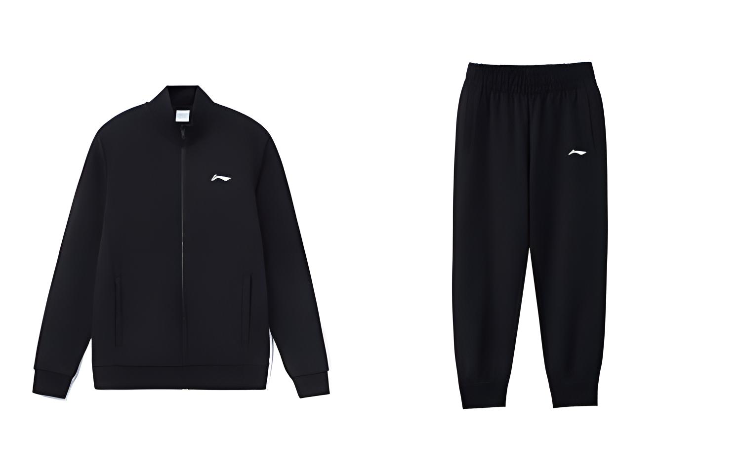 Li-Ning Black Logo Hoodie & Sweatpants Set for Men - Casual Sportswear 220927-1