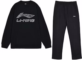Li-Ning Black Logo Print Pullover Sweatshirt and Jogger Set AWDTC71-1/AKLTC41-1 Li-Ning Black Logo Print Pullover Sweatshirt and Jogger Set AWDTC71-1/AKLTC41-1