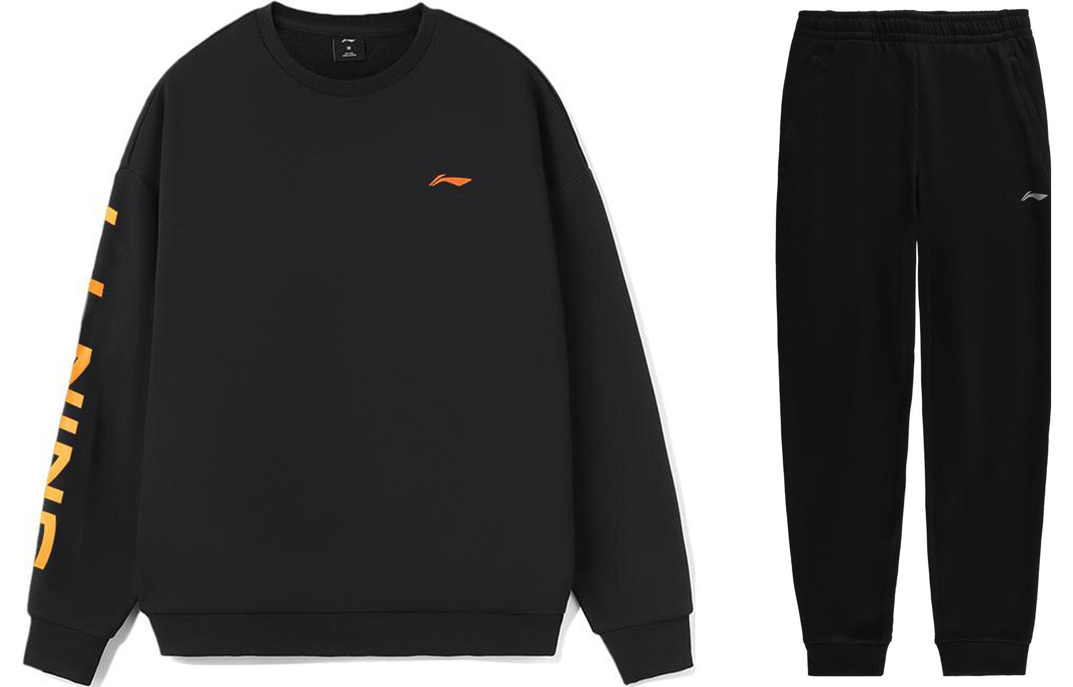 Li-Ning Black Logo Print Sweatshirt & Jogger Tracksuit Set AWDSD23-3/AKLSC99-1