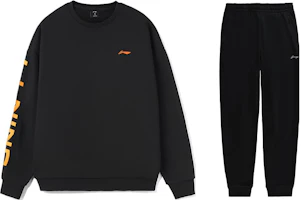 Li-Ning Black Logo Print Sweatshirt & Jogger Tracksuit Set AWDSD23-3/AKLSC99-1 Li-Ning Black Logo Print Sweatshirt & Jogger Tracksuit Set AWDSD23-3/AKLSC99-1