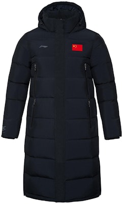 Li-Ning Black Long Winter Down Coat - Badminton Series Warm Hooded Jacket AYMR113-3 Order Li-Ning Black Long Winter Down Coat - Badminton Series Warm Hooded Jacket AYMR113-3