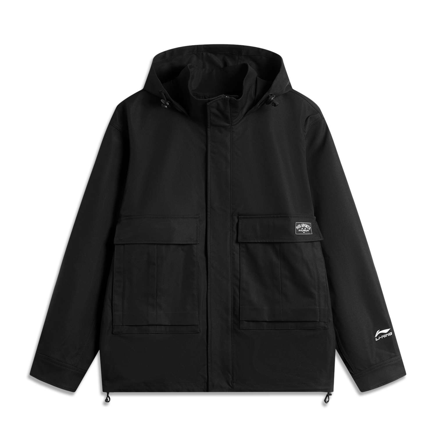 Li-Ning Black Outdoor Fitness Hooded Zip Jacket for Cycling & Hiking. AFDUB41-5