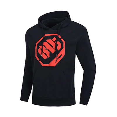 Li-Ning Black Printed Pullover Hoodie with Drawstring AWDP061-1