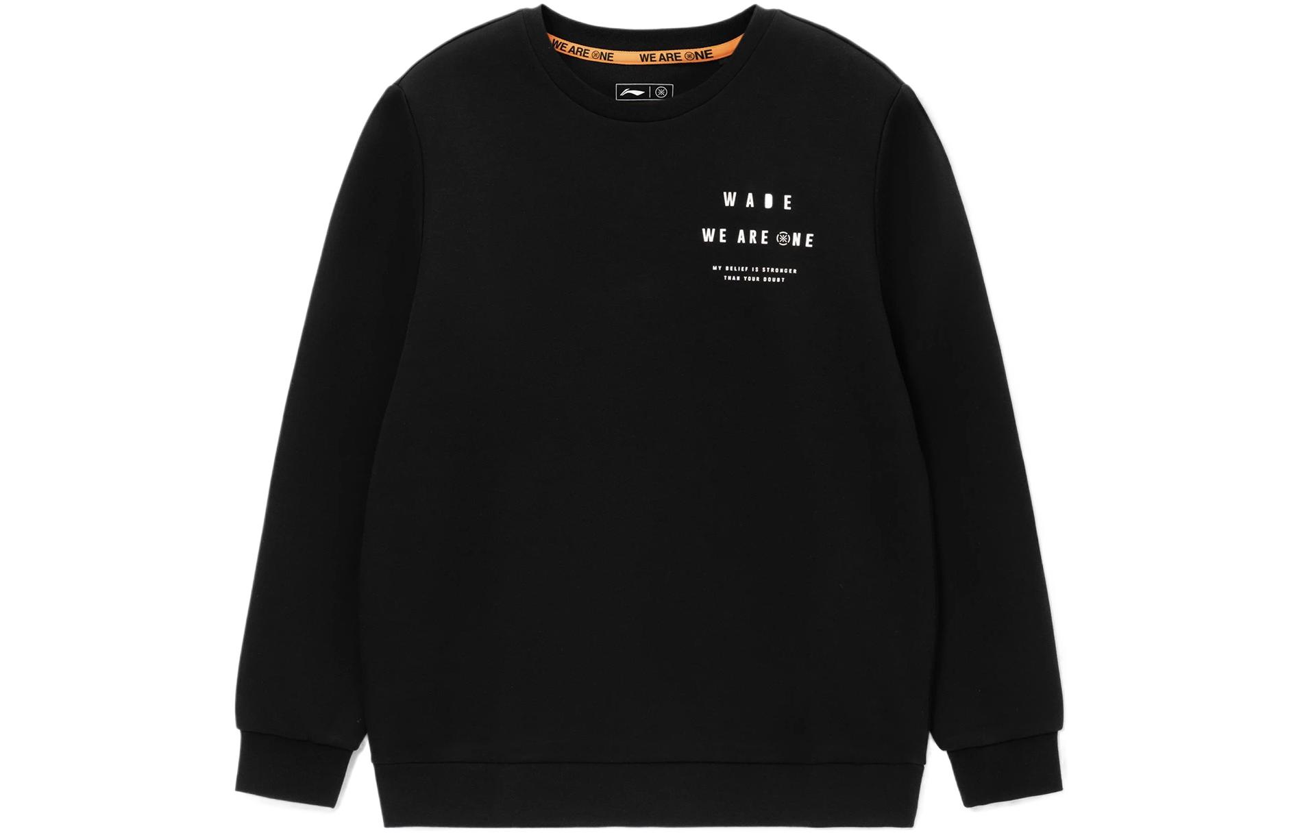 Li-Ning Black Printed Pullover Long-Sleeve Sweatshirt AWDS189-1