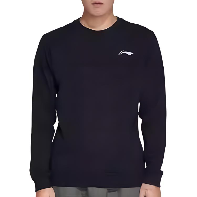 Li-Ning Black Pullover Crewneck Logo Sweatshirt AWDN697-1