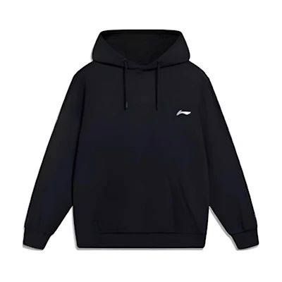 Li-Ning Black Pullover Hoodie with Loose Fit and Long Sleeves AWDNA99-1