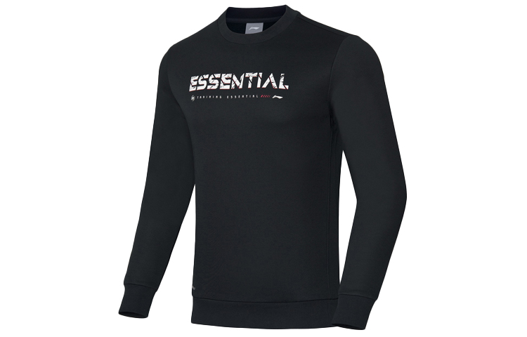 Li-Ning Black Pullover Knit Sweatshirt Casual Training Series AWDQ675-1