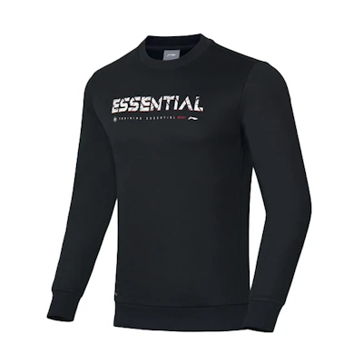 Li-Ning Black Pullover Knit Sweatshirt Casual Training Series AWDQ675-1