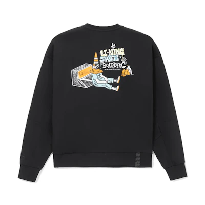 Li-Ning Black Pullover Sweatshirt with Cartoon Back Print AWDS165-3