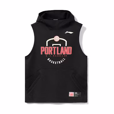 Li-Ning Black Sleeveless Hoodie Basketball Series with Letter Print AWDR351-1