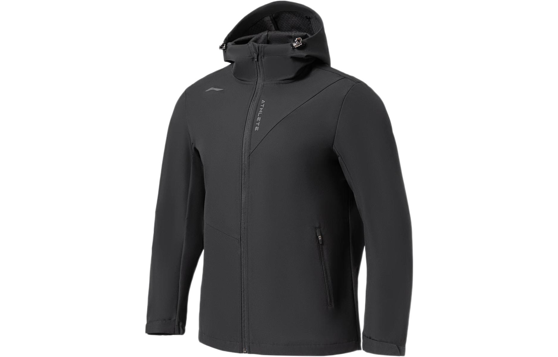 Li-Ning Black Solid Color Casual Sports Hoodie Jacket AFDS005-1