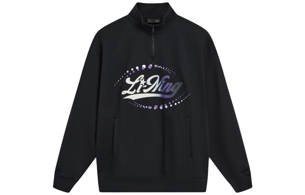 Li-Ning Black Sports Fashion Hoodie with Letter Logo Print AWDTC97-3