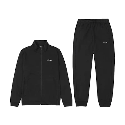 Li-Ning Black Sports Tracksuit with Logo Print and High Collar AWES021-1
