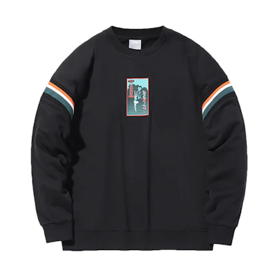 Li-Ning Black Striped Patchwork Print Pullover Sweatshirt Fashion Series AWDQ517-3