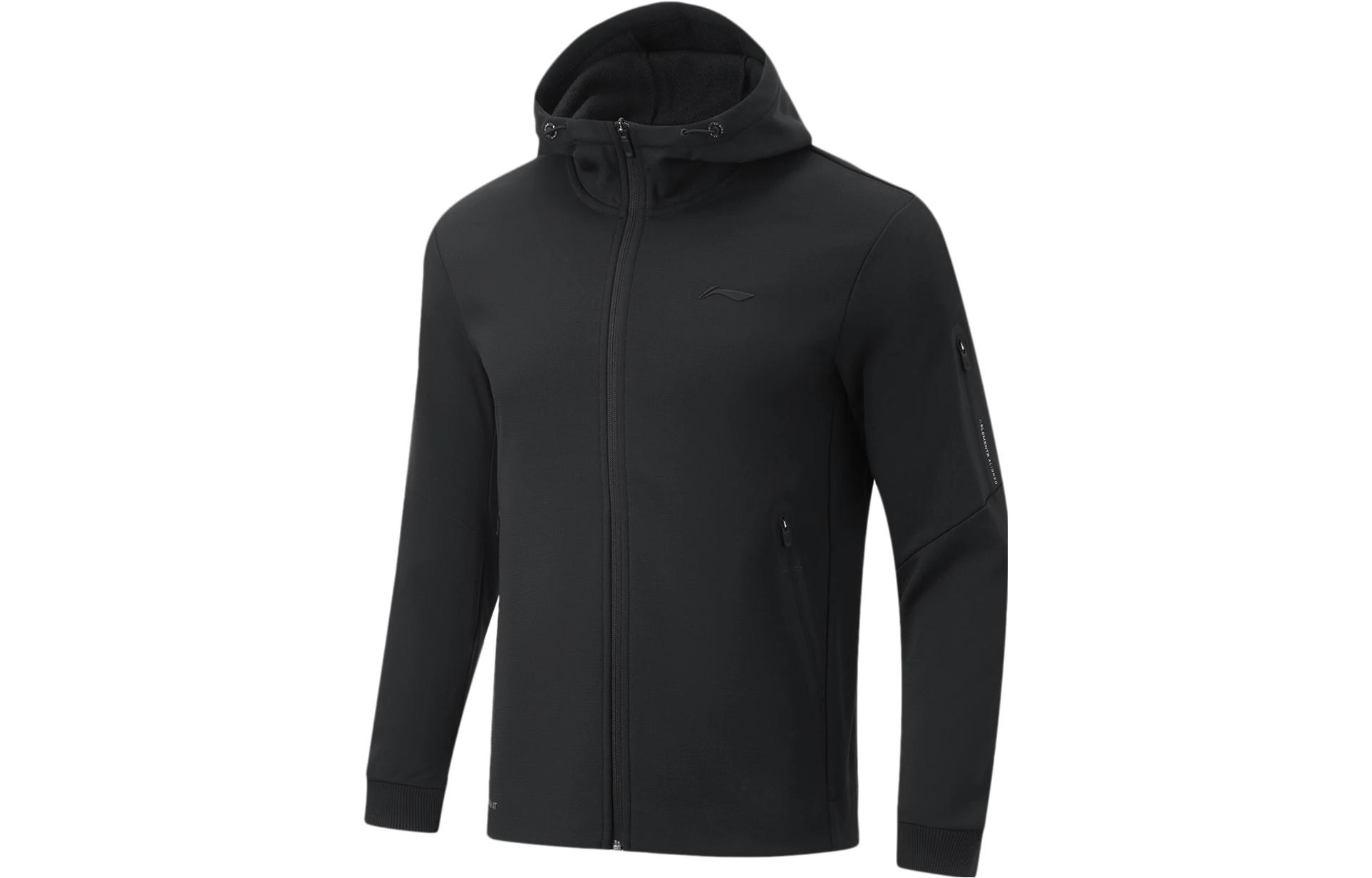 Li-Ning Black Thermal Fitness Hoodie with Minimalist Design AWDT743-1