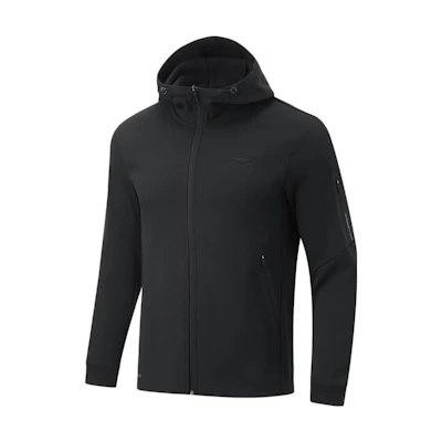 Li-Ning Black Thermal Fitness Hoodie with Minimalist Design AWDT743-1